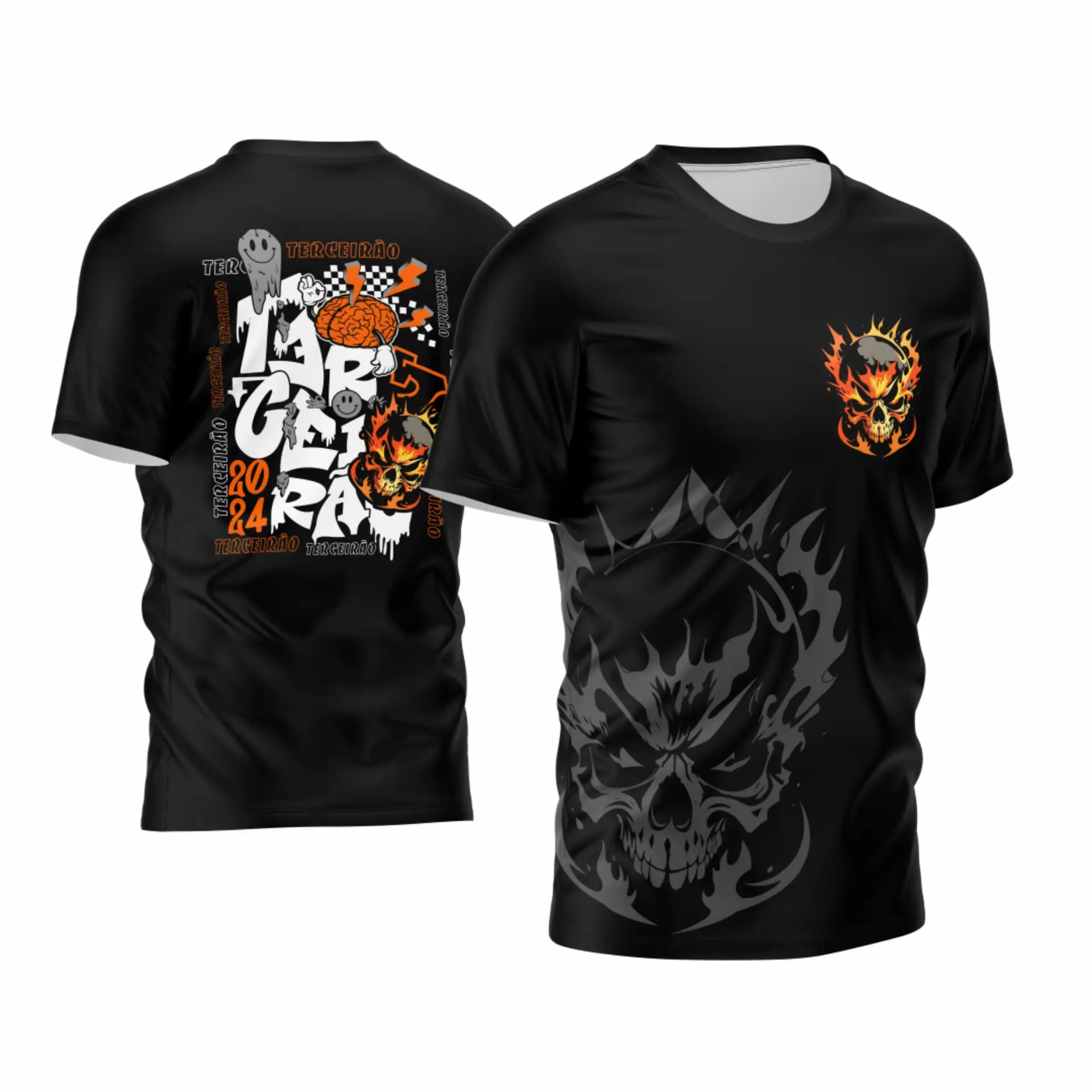 Arte Vetor Camisa Terceirao caveira fogo Mod-150