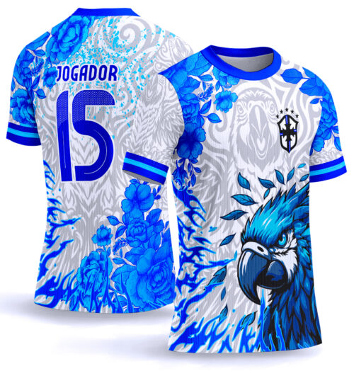 Arte Vetor Camisa interclasse arara azul tribal 905